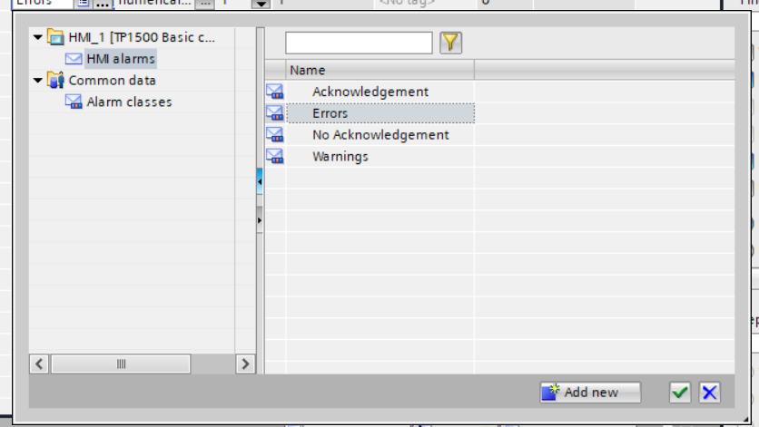 types of alarm class in simens wincc